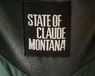 State Of Claude Montana Green Leather Trench Coat