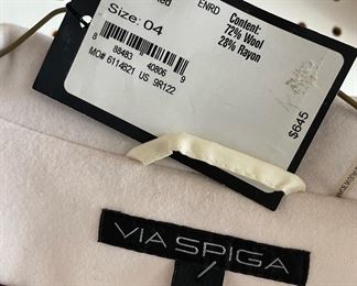 Via Spiga White Wool Coat Size 14