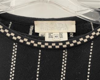 Escada Black with White Stripes- Matching Blazer & Blouse