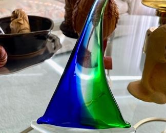 Blown Glass Sail Boat Sculpture