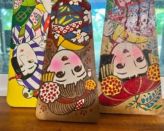 Geisha Design Hand Painted Paddles/Fans