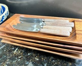 Set of 5 Austere Kitchen Knives with Wooden Handle
