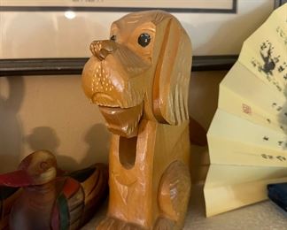 Wood Carved Dog Nut Cracker
