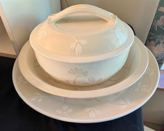 Guggenheim Embossed China - Dinner Plate, Serving Bowl, Casserole Dish