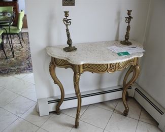 Stone top gilt console table