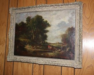 19thc British school oil painting, hunt landscape