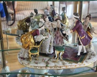 Volkstedt German figural group playing blind man's bluff