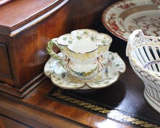 Cantagalli 19th c faience cup & saucer