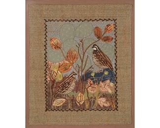 Esther McGraw Hardin, Quails Cactus, embroidered textile