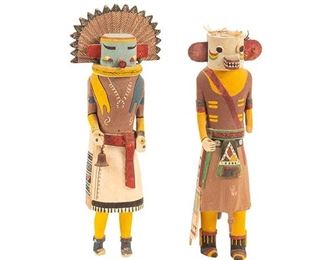 Native American Kachina Dolls with carved and painted bodies
