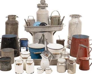 Collection of Farmhouse Enamelware and Galvanized Metal