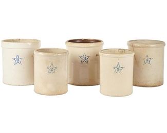 Five antique Star Pottery Works