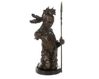 J. McKenzie, Native American warrior, bronze sculpture