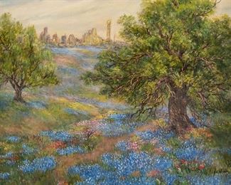 Nancy Lyles Wheeler, Dallas skyline, oil on canvas