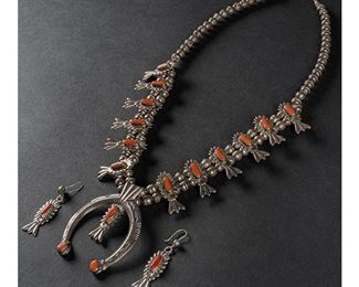 sterling silver coral necklace and earrings