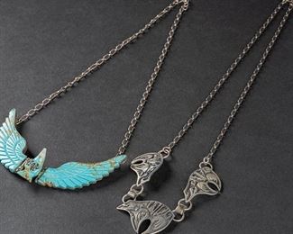 sterling silver necklace and turquoise sterling silver necklace