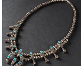 turquoise sterling silver squash blossom necklace