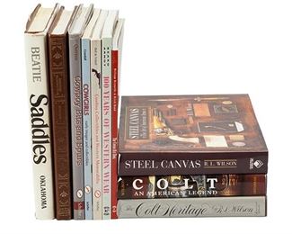 Collection of ten 10 assorted reference books on the subjects of cowboys, Western memorabilia and Colt firearms