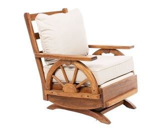 A Brandt Ranch Oak wagon wheel armchair