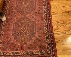 Small area rug, handmade wool on wool