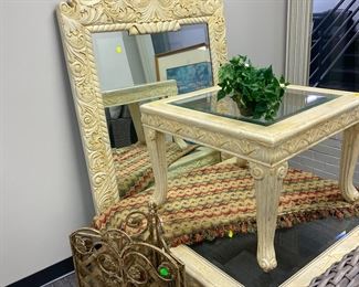 Painted tables and mirror...imagine me in black, or orange or hot pink!!!