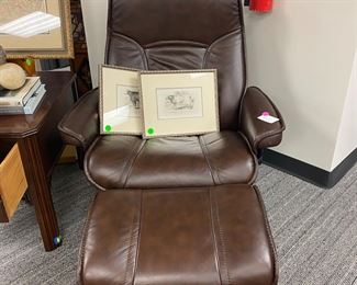 Stressless leather chair and footstool