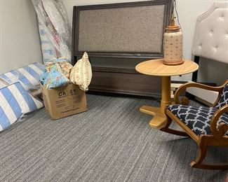 Queen headboard and footboard, bedding, window treatments