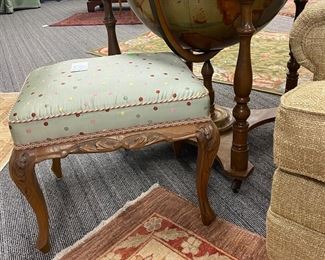 Carved stool with silk cushion