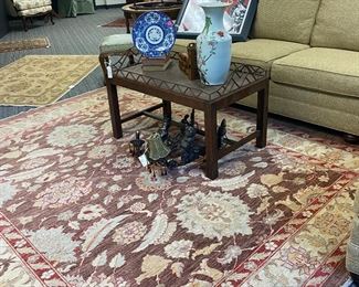 Tray table, contemporary handmade rug