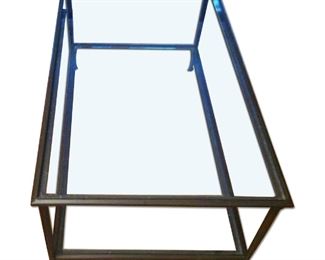 $150 - Crate and Barrel Glass Top Iron Base Coffee Table JV189-12 Description: Tubular metal frame with an antiqued bronze lacquer finish and two glass shelves. In good condition with minor wear and tear.
Dimensions: 41 x 24 18"H
Condition: Good condition.
Local pick up Chevy Chase MD. Elevator access. Contact us for shipper suggestions