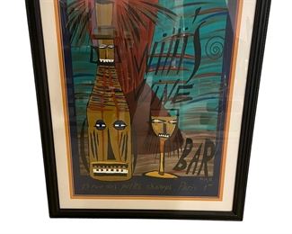 $125 - Vintage Art Deco Willi's Wine Bar Poster 13 Rue des Petits Champs. Paris LL52-10982 Description : A "Tiki" design typical of the 80s. Makes you want to go back to Tahiti!
Condition Desc. : Beautifully framed. Please refer to photos for a more detailed look at condition. We make every attempt to list and photograph any defects or signs of wear that are significant to this sale.
Measurements: 36 x 44"
Local pick up : Bethesda, MD. Contact us for shipper suggestions.