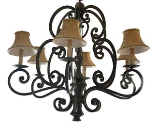 $225 - 6 Light Iron Scrolled Chandelier LA178-12 Description: The detailed craftsmanship of this chandelier will add to the elegance of any interior application.
Dimensions: 36 x 32"H (to chain)
Condition: Very good condition
Local pick up Potomac, MD. Located on first floor. Contact us for shipper suggestions.