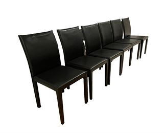 Description: Classic Italian design is reinvented in these luxe side chairs, fully wrapped in top-grain, semi-aniline, vegetable-tanned leather and finished with neat corners, flange seaming and stitched construction. Clean Parsons lines with a sturdy, solid steel welded base and comfortable foam-cushioned seat add to the side chair's good looks to make it a customer favorite.
Dimensions: 18.5 x 23 x 36"H
Condition: Some wear on leather. Please see photos for more details
Local pick up Chevy Chase MD. Located on first floor. Contact us for shipper suggestions.$1000 - 6 Black Leather Legged Crate & Barrel Dining Side Parsons Chairs SB183-19