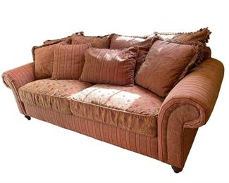 $340 - Domain Furniture Shabby Chic Burgundy Sofa LA178-3 Description: Sink right into this wonderful sofa and curl up with your favorite book or binge watch the newest series.
Dimensions: 91 x 36 x 36"H
Condition: Very good condition. Please note one spot in photos.
Local pick up Potomac, MD. Located on first floor. Contact us for shipper suggestions.