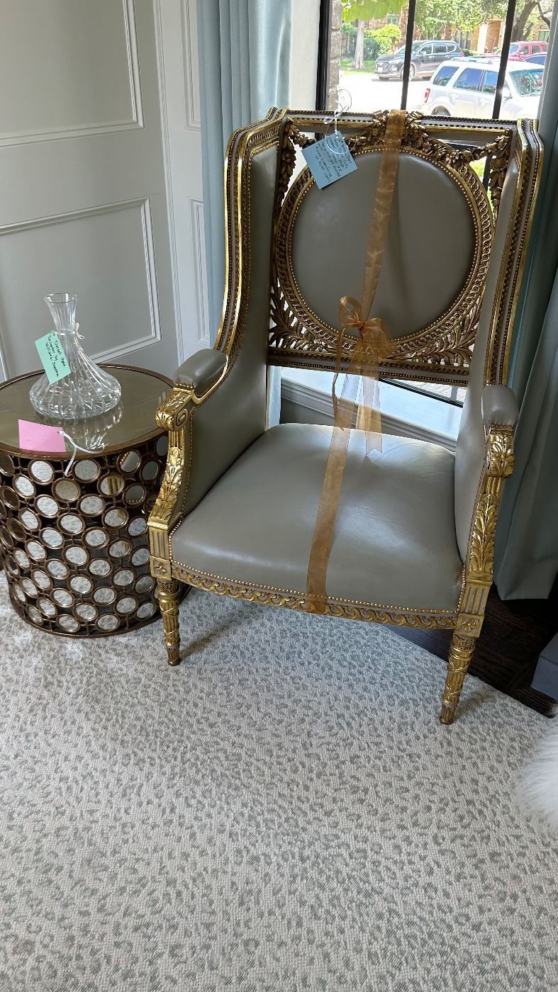 Pair of Louis XVI Antique Chairs with Hermés soft leather and 24 carat gold finish.