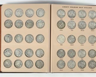 1916-1947 U.S. Liberty Walking 90% Silver Half Dollar Complete Album 65 Coins In Total
