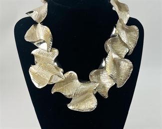 J. Gabriel Sterling Silver Leaf Collar 15.75" Necklace
