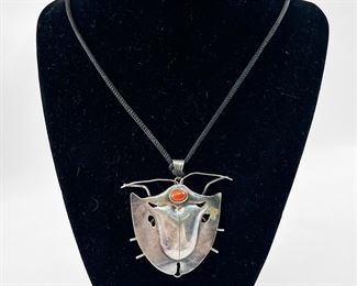 Peggy Johnson Sterling Silver Abstract Beetle Insect Pendant Brooch
