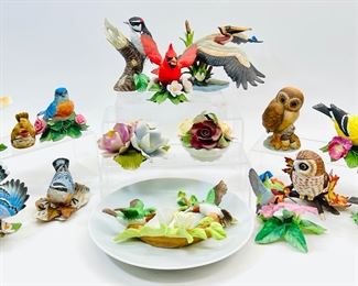 Lenox, Aynsley, Andrea By Sadek, & Jonathon Byron Assorted Collectible Porcelain Birds and Flowers
