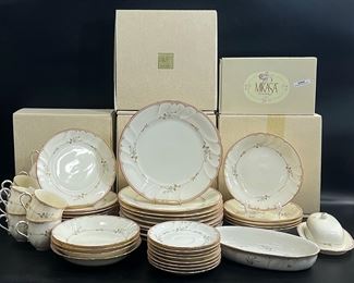Mikasa Fine Ivory L9777 Monticello China Dinner Plates, Salad Plates, Bowls, Saucers, Tea Cups, Butter Dish, and Oval Bowl, Some In Original Boxes
