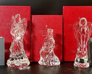 Fine Waterford Crystal Santa Claus, Jolly Snowman With Child, & Victorian Santa All With Original Box
