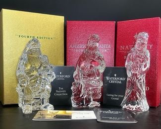 Fine Waterford Crystal American Santa Second Edition, The Native Collection Balthasar, & Children�s Santa Fourth Edition Figurines All With Original Boxes
