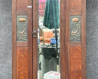 Antique ENGLISH Art & crafts' Chifferobe with Inset Copper Panels

