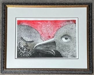 2007 Fantastic Marina Terauds Pencil Signed Etching 12/50 Unsolved Mystery Gilt Framed
