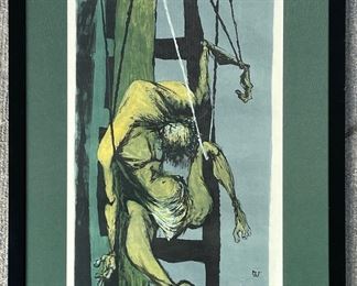 1958 Benton Spruance 198/210 Modern Pencil Signed Litho "Black Friday" Framed
