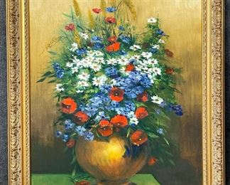 2002 Huge Original Painting on Canvas Still Life Gilt Framed
