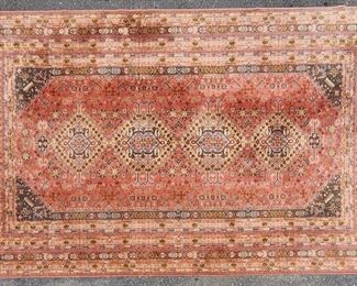 Vintage Wool Hand Knotted Persian Rug Room Size Area Rug Pink/Salmon/Grey
