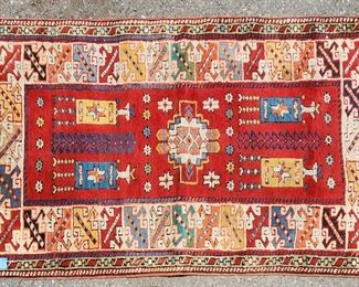 Vintage Persian Wool Area Rug Abstract Hand knotted Vivid Multi Colored
