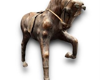 Vintage Leather Wrapper Horse Sculpture

