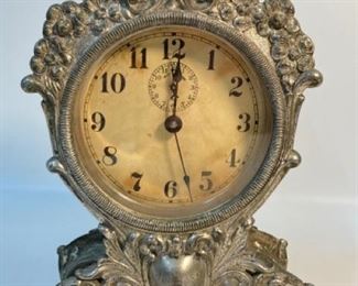 Antique W C Co Victorian Art Nouveau Cast Iron Mantle Clock
